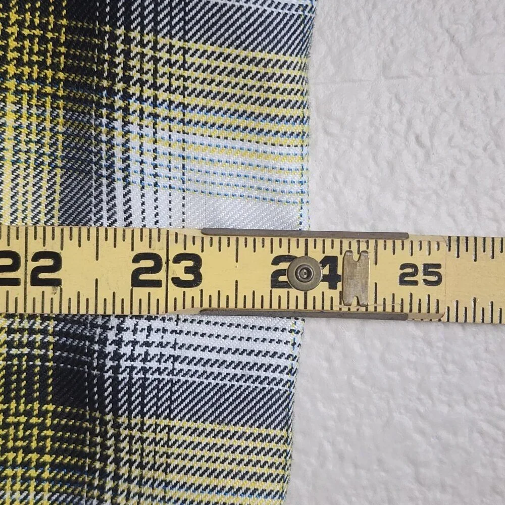 Dixxon Sublime Flannel Shirt Mens Extra Large White Yellow Plaid Snap Button - Picture 11 of 11
